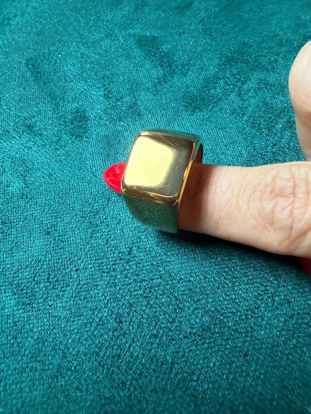 MEN's Stainless Steel Gold Signet Ring Size 11